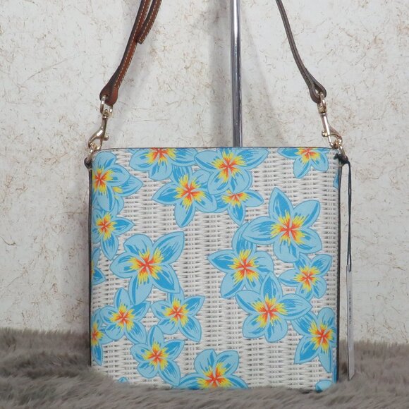 DDooney & Bourke Plumeria Zip Crossbody (Blue/White) - Picture 3 of 6